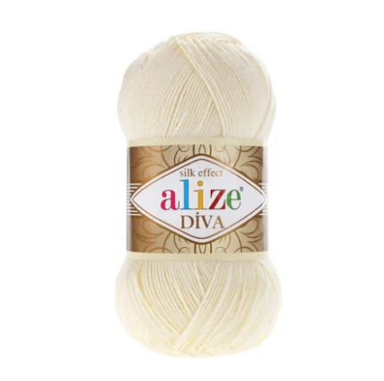 Alize Diva 01 Premium Silk Effect Knitting & Crochet Yarn 100g Microfiber Acrylic